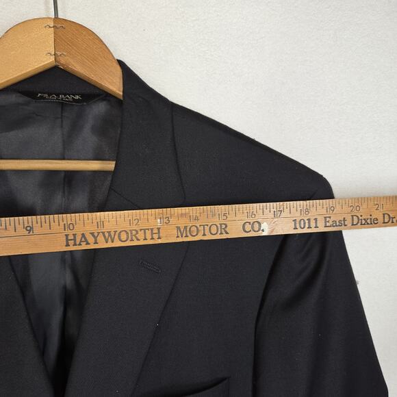 Jos A Bank Mens Blazer Sport Coat Jacket Wool Black 44L Business Workwear Job - Picture 3 of 15